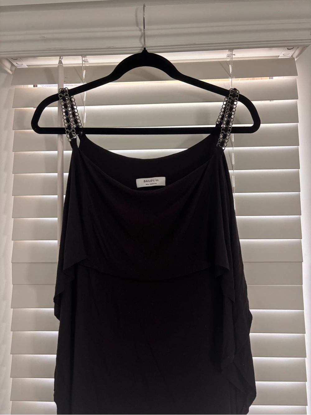 Bailey 44 Black Tank Top with Chain-Strap Detail